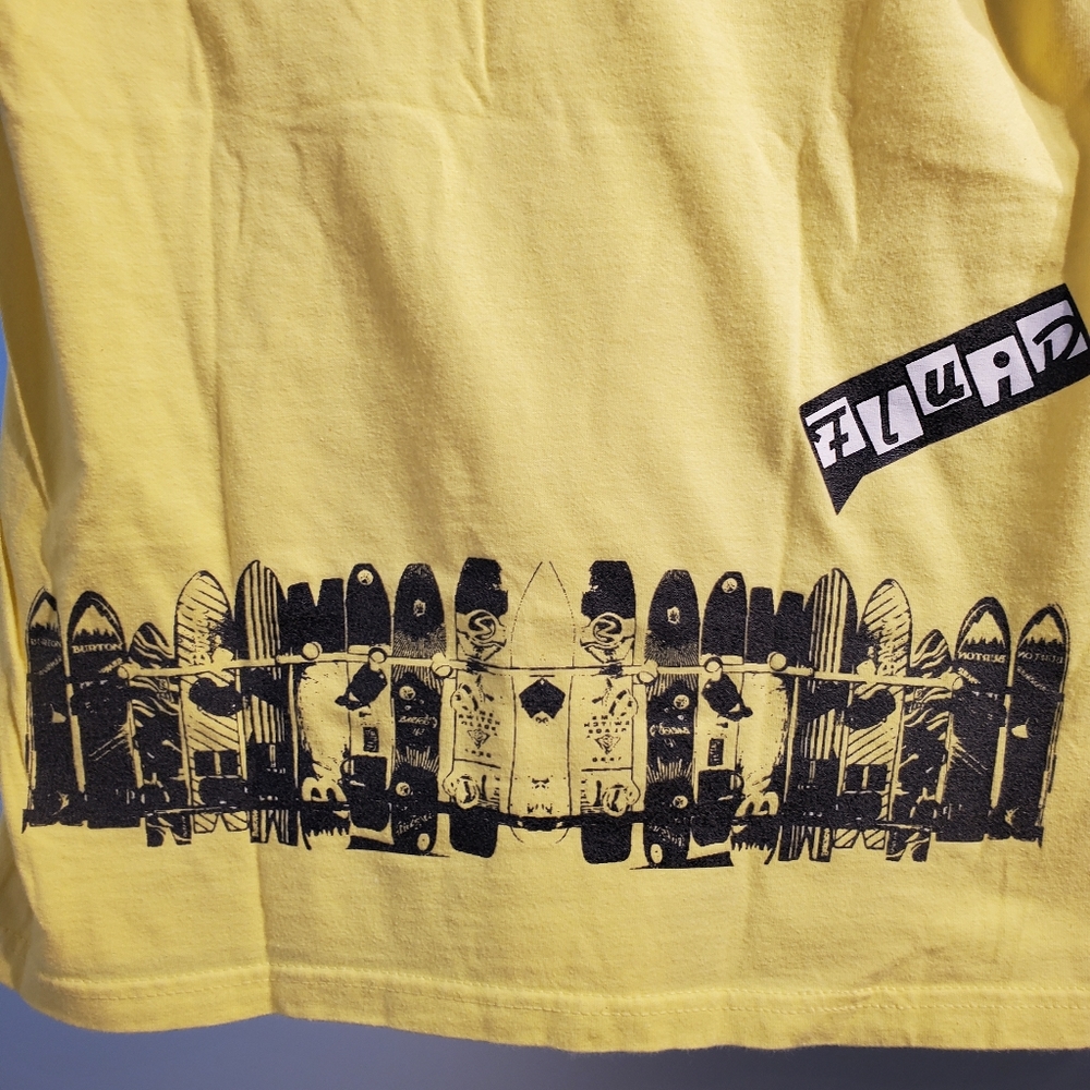 Unisex (Mens Small), Short Tee Shirt, Mountain, Boarding, Yellow with Black